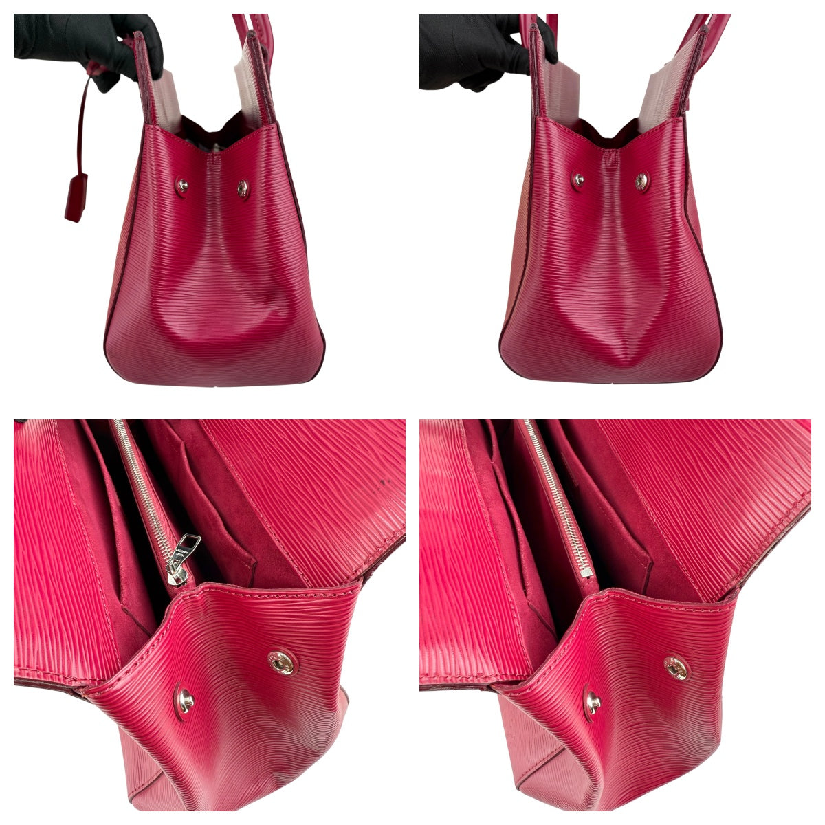 Pre-owned louis vuitton marly bb epi leather fuchsia bag front