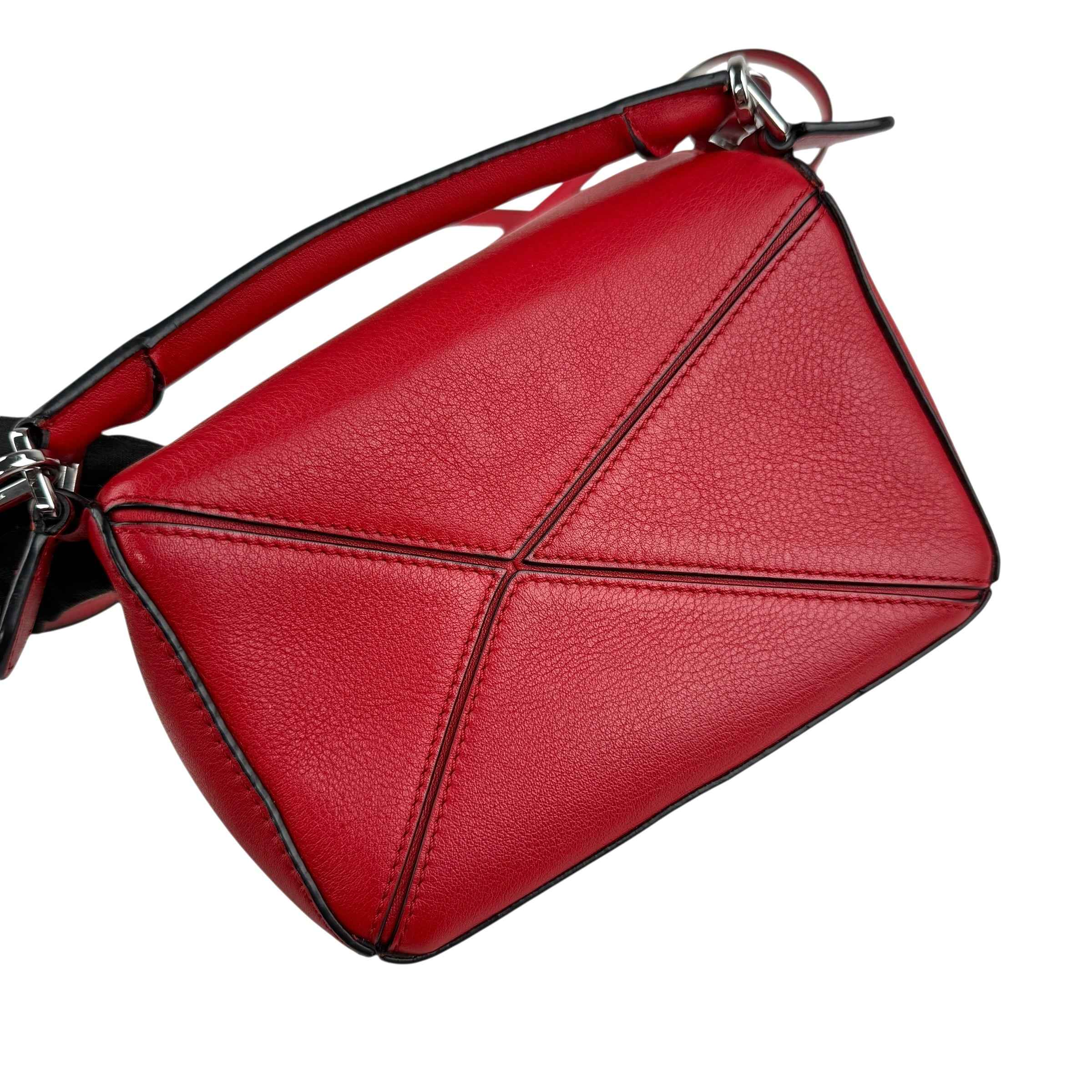Loewe Raspberry Calfskin Mini Puzzle Bag