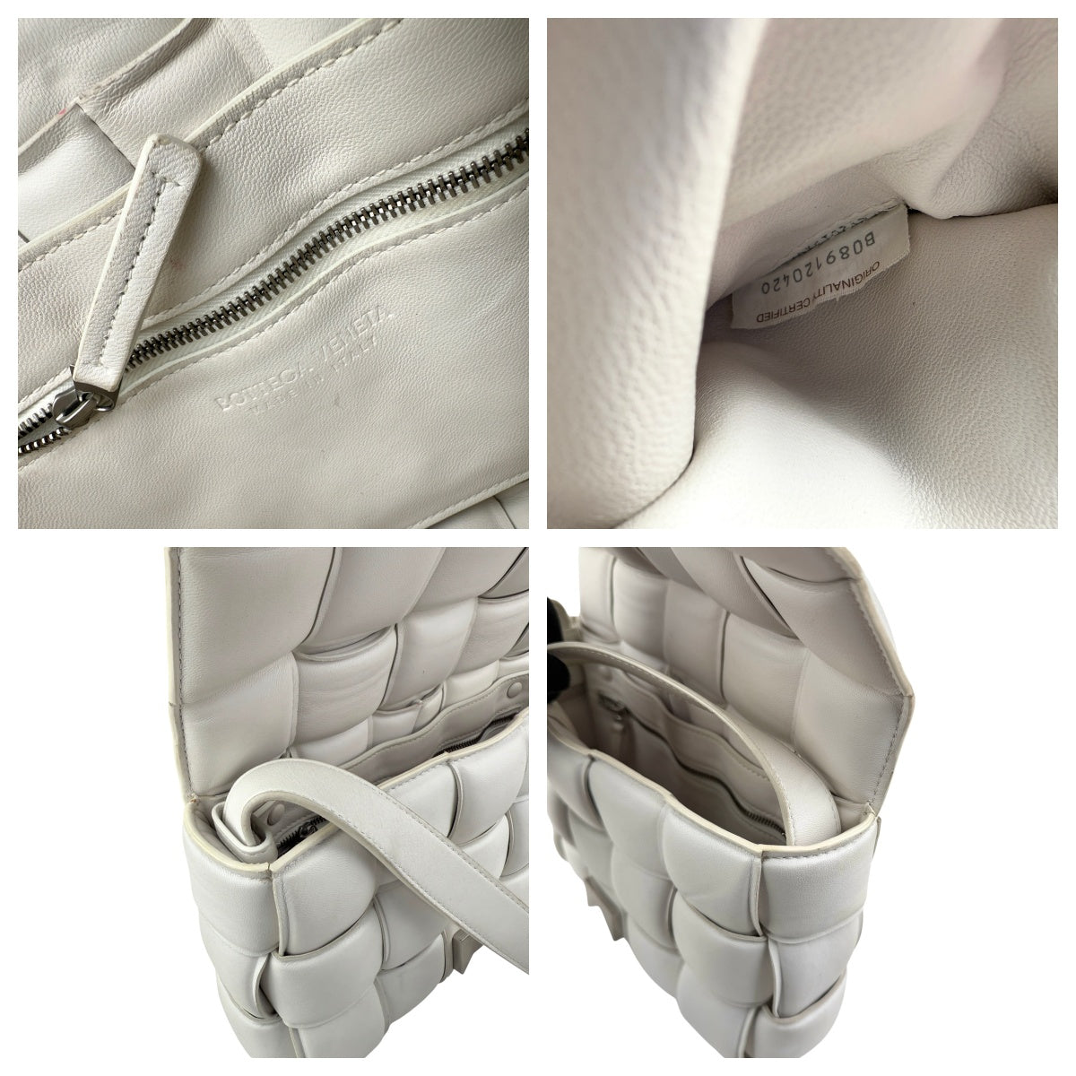Pre-owned Bottega Veneta White Nappa Leather Maxi Weave Padded Cassette bag