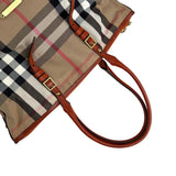 Pre-owned Burberry Leather and Bridle House Check Canvas Salisbury Tote Bag