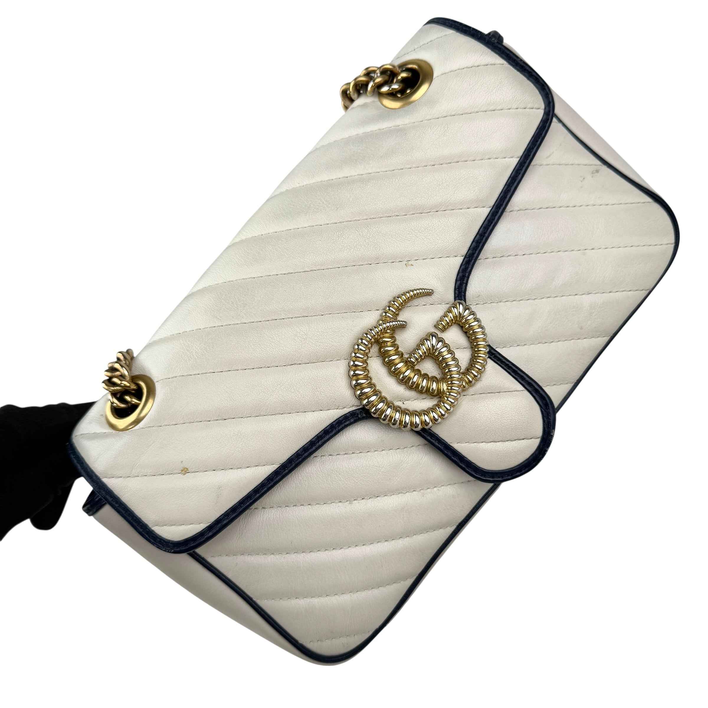 Gucci Matelasse Diagonal Torchon GG Marmont Shoulder Bag