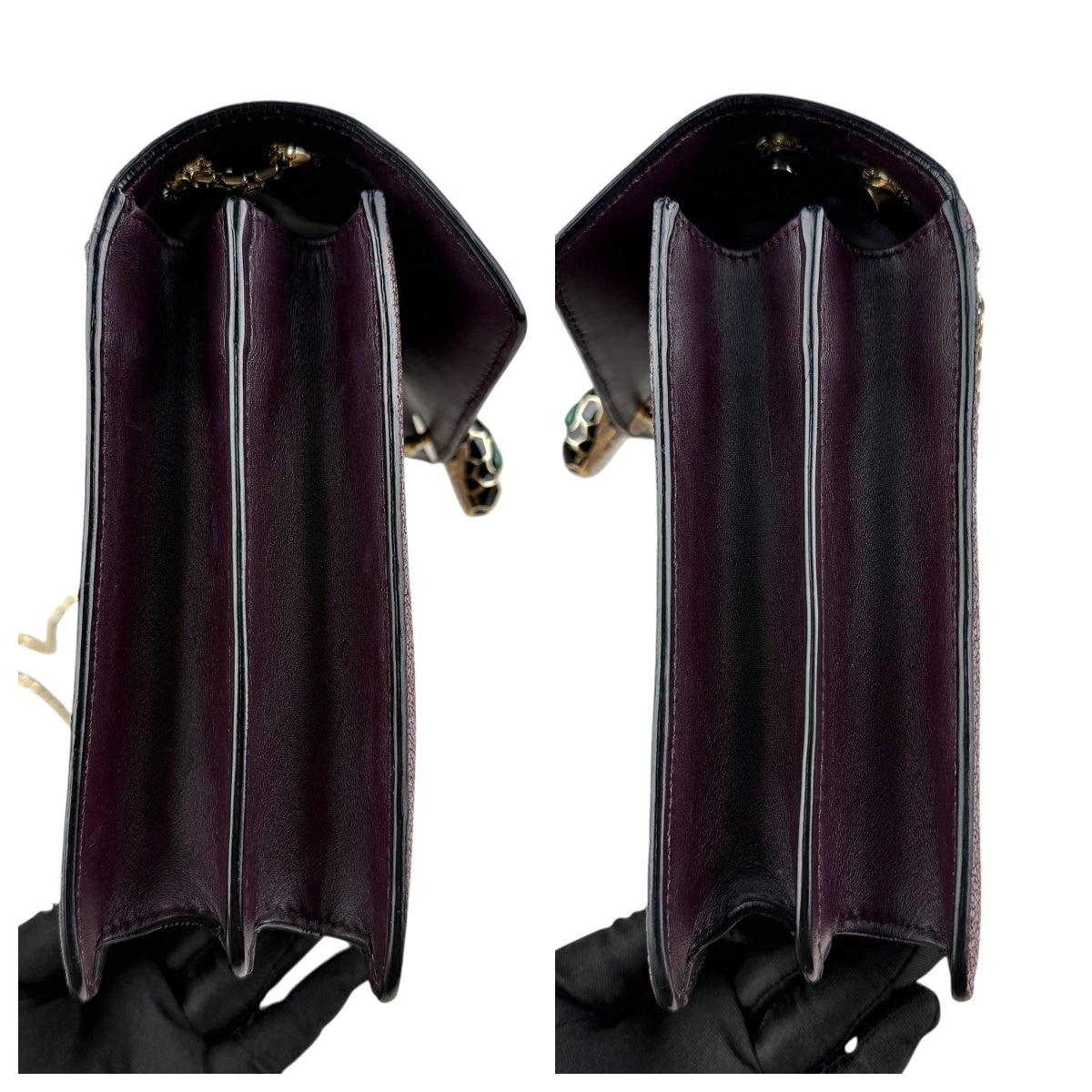 Pre-owned bvlgari-plum-stingray-leather-medium-serpenti-forever-shoulder-bag-front-view