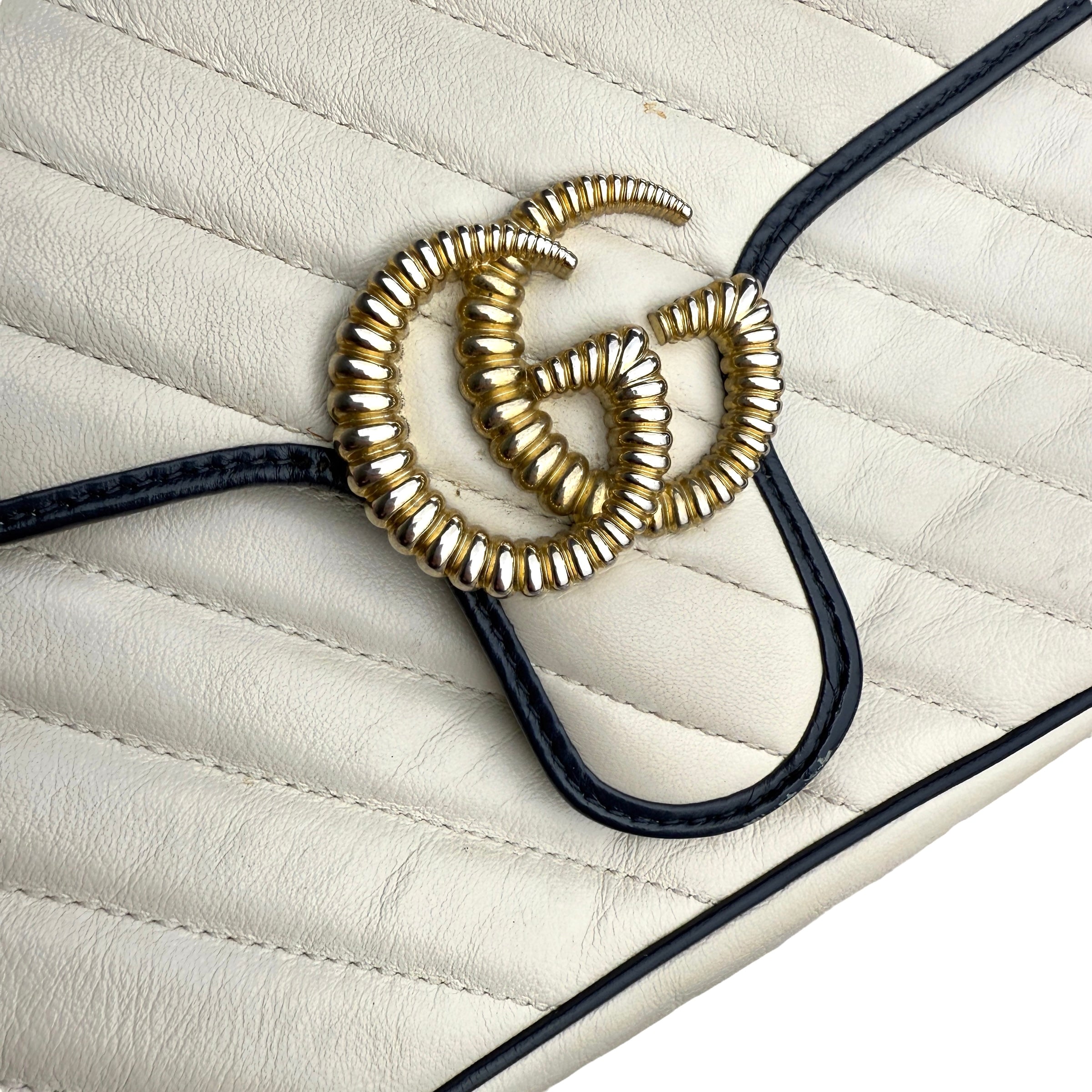 Pre-owned Gucci Matelasse Diagonal Torchon GG Marmont Shoulder Bag