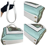 Pre-owned bvlgari-green-white-black-leather-grey-python-handbag-front
