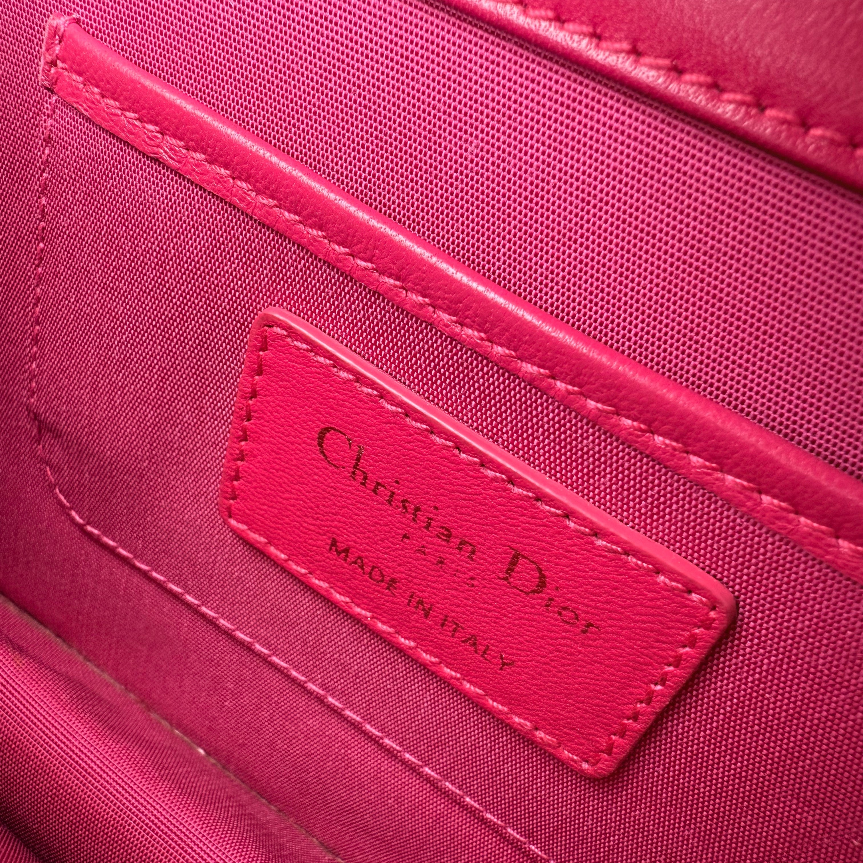 Pre-owned dior-lambskin-cannage-lady-dior-wallet-on-chain-crossbody-front