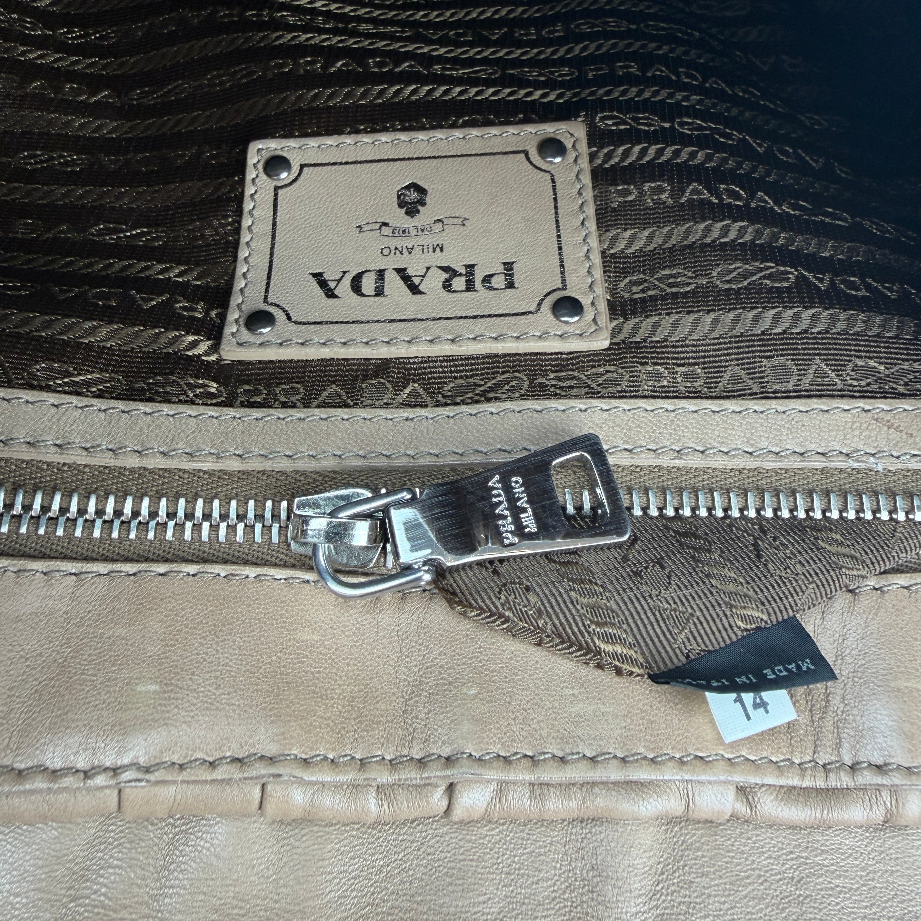 Pre-owned prada-nappa-gaufre-shoulder-bag-front