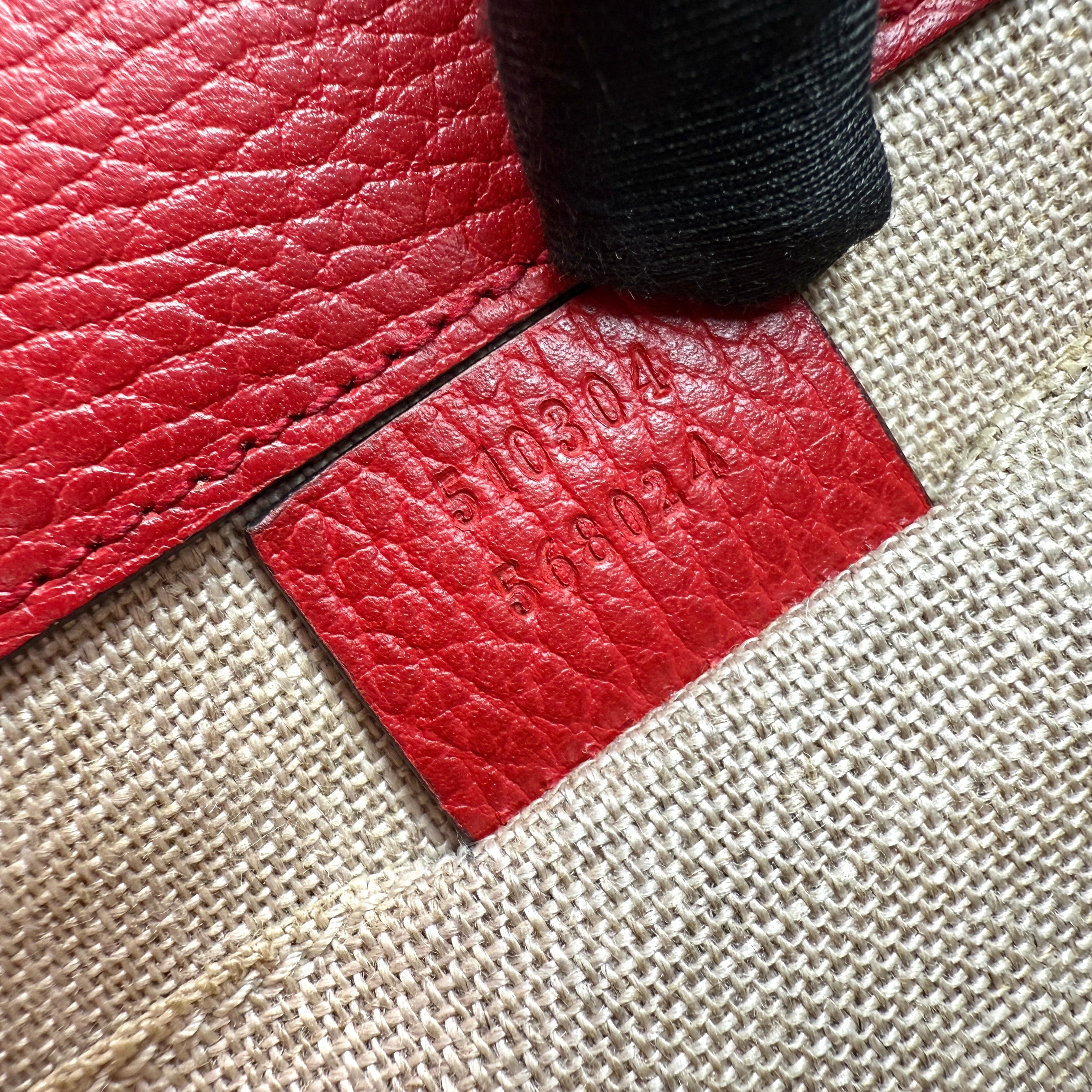 Pre-owned gucci-small-dollar-interlocking-g-red-crossbody-bag-front