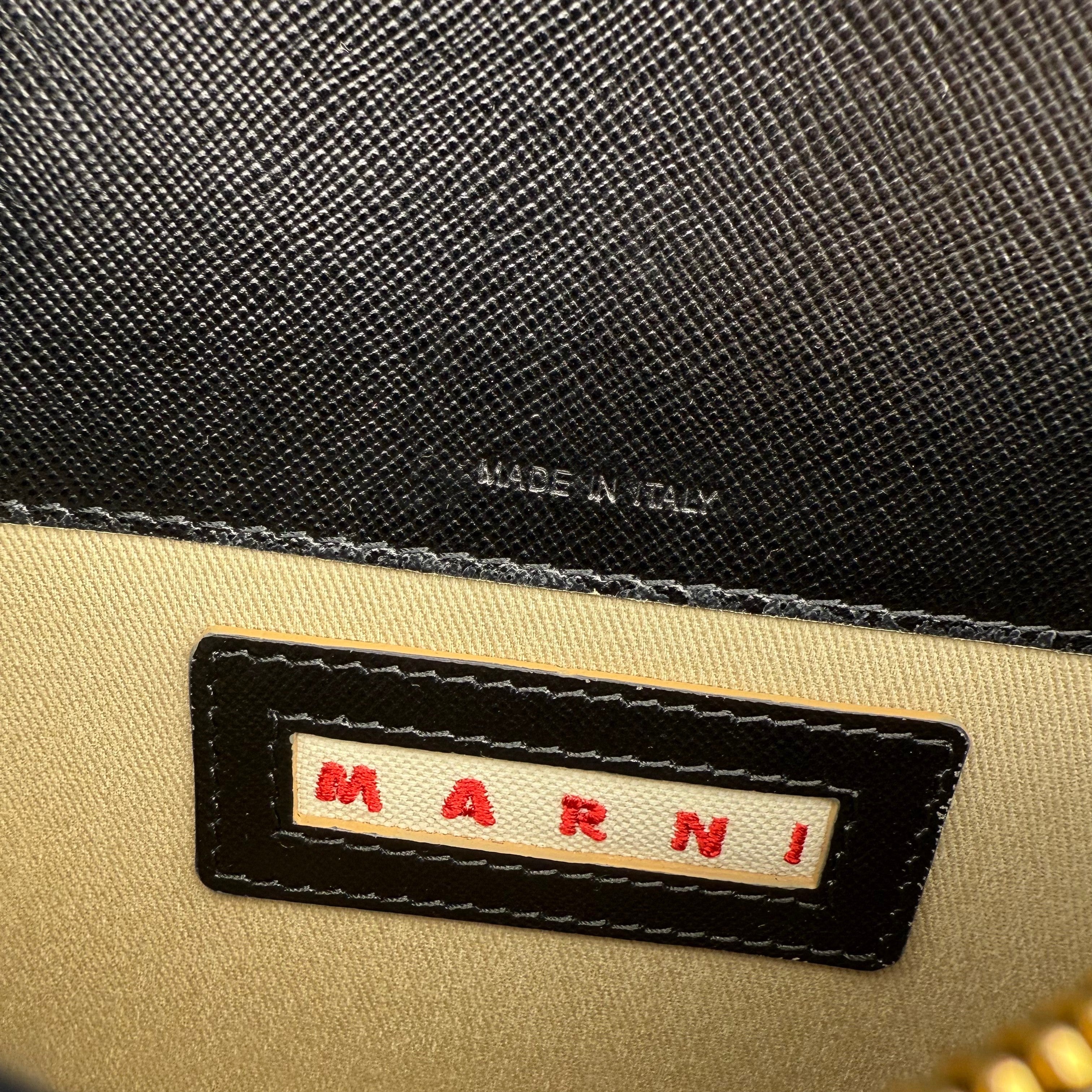 Pre-owned marni-medium-colorblocked-leather-trunk-shoulder-crossbody-bag-front