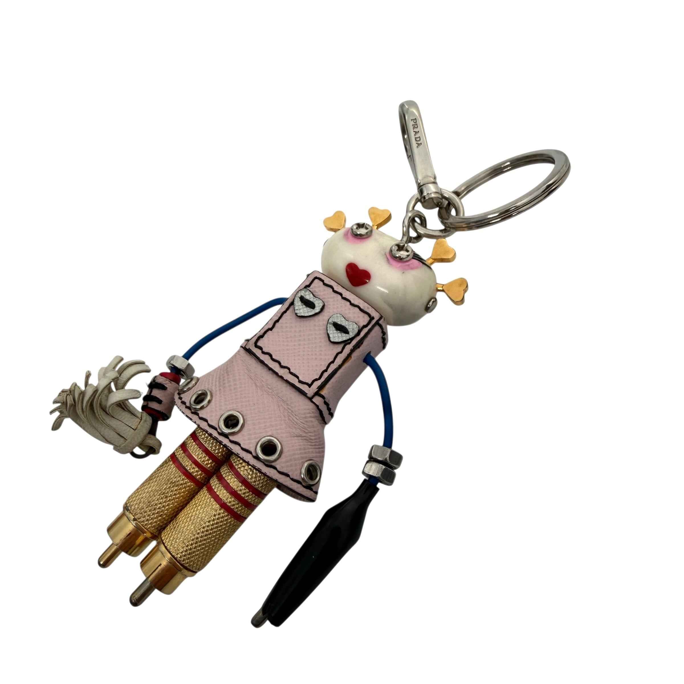 Prada Cheer Robot Keychain In Light Pink
