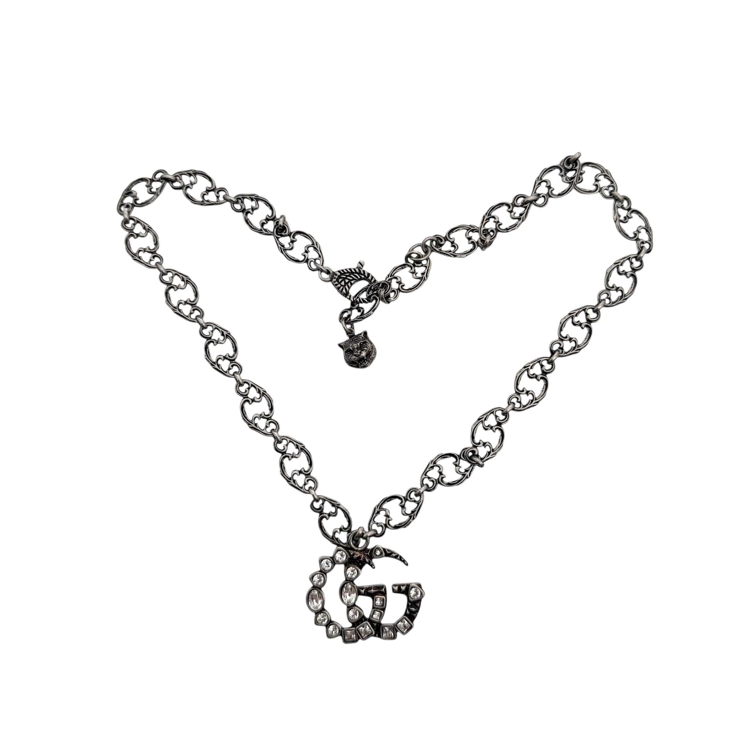 Gucci Silver Crystal GG Necklace
