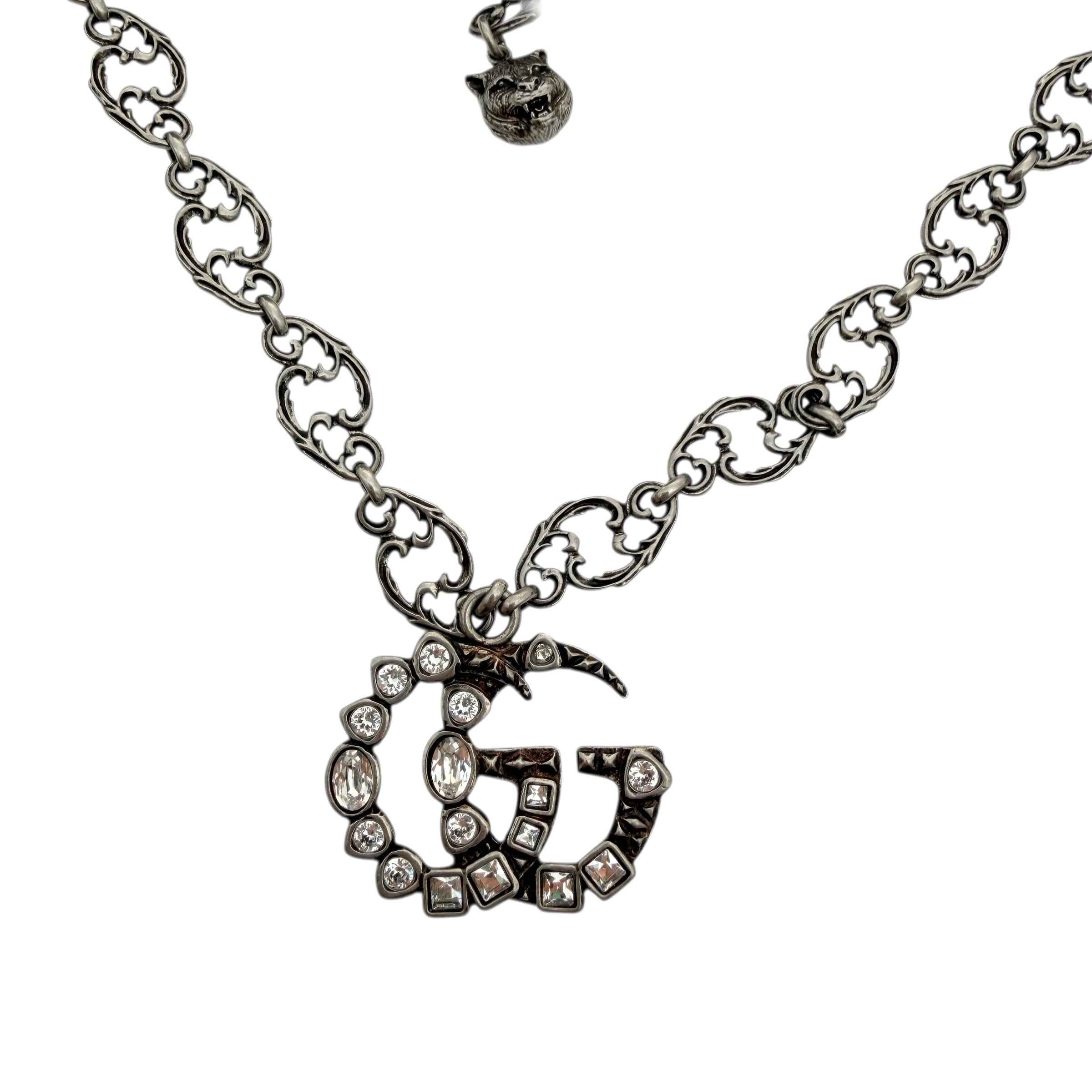 Gucci Silver Crystal GG Necklace