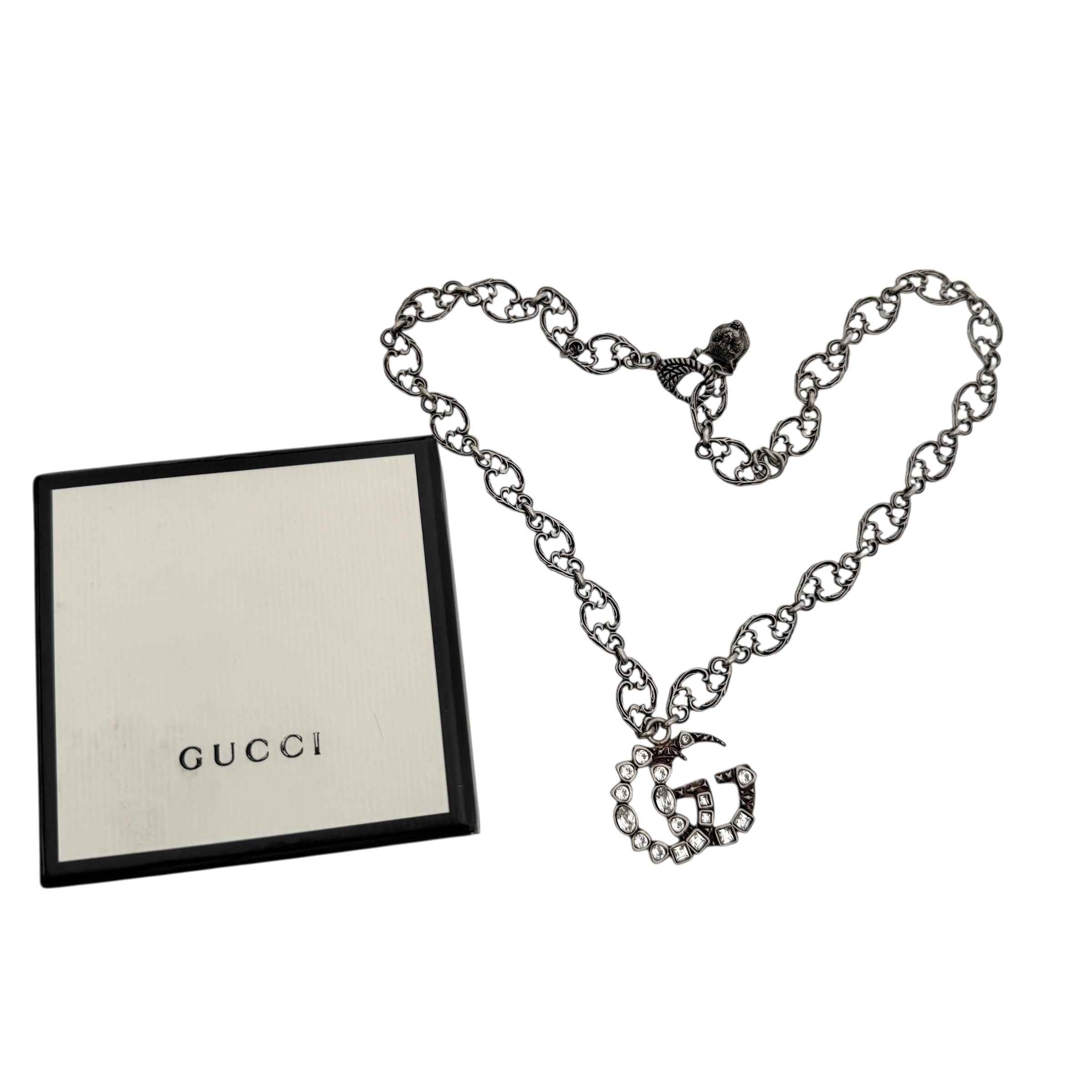 Gucci Silver Crystal GG Necklace