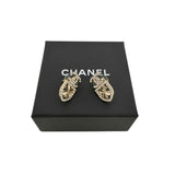 Chanel Pierce CC mark/clover motif rhinestone gold