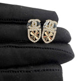 Chanel Pierce CC mark/clover motif rhinestone gold
