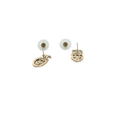 Pre-owned Chanel Pierce CC mark/clover motif rhinestone gold