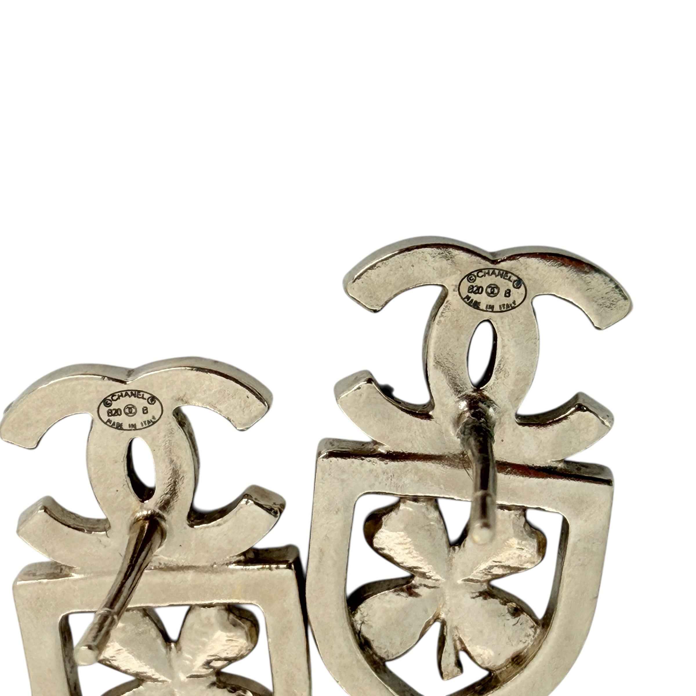Chanel Pierce CC mark/clover motif rhinestone gold