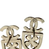 Chanel Pierce CC mark/clover motif rhinestone gold