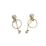 Pre-owned Dior CD logo pearl drop earrings gold tone back view