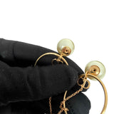 Dior CD Logo Pearl Drop Earrings Gold Tone