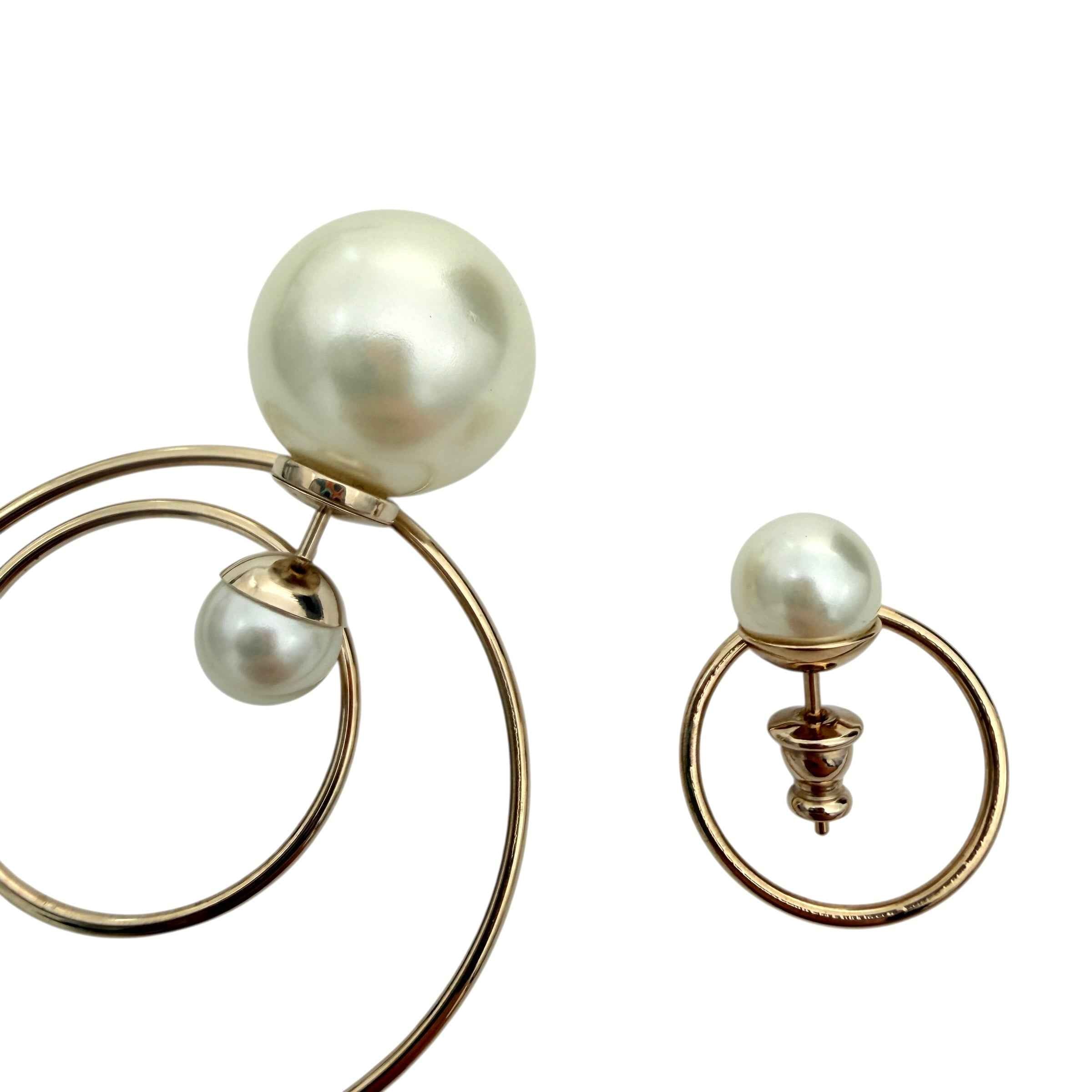 Dior Tribales Faux Pearl Gold Tone Earrings
