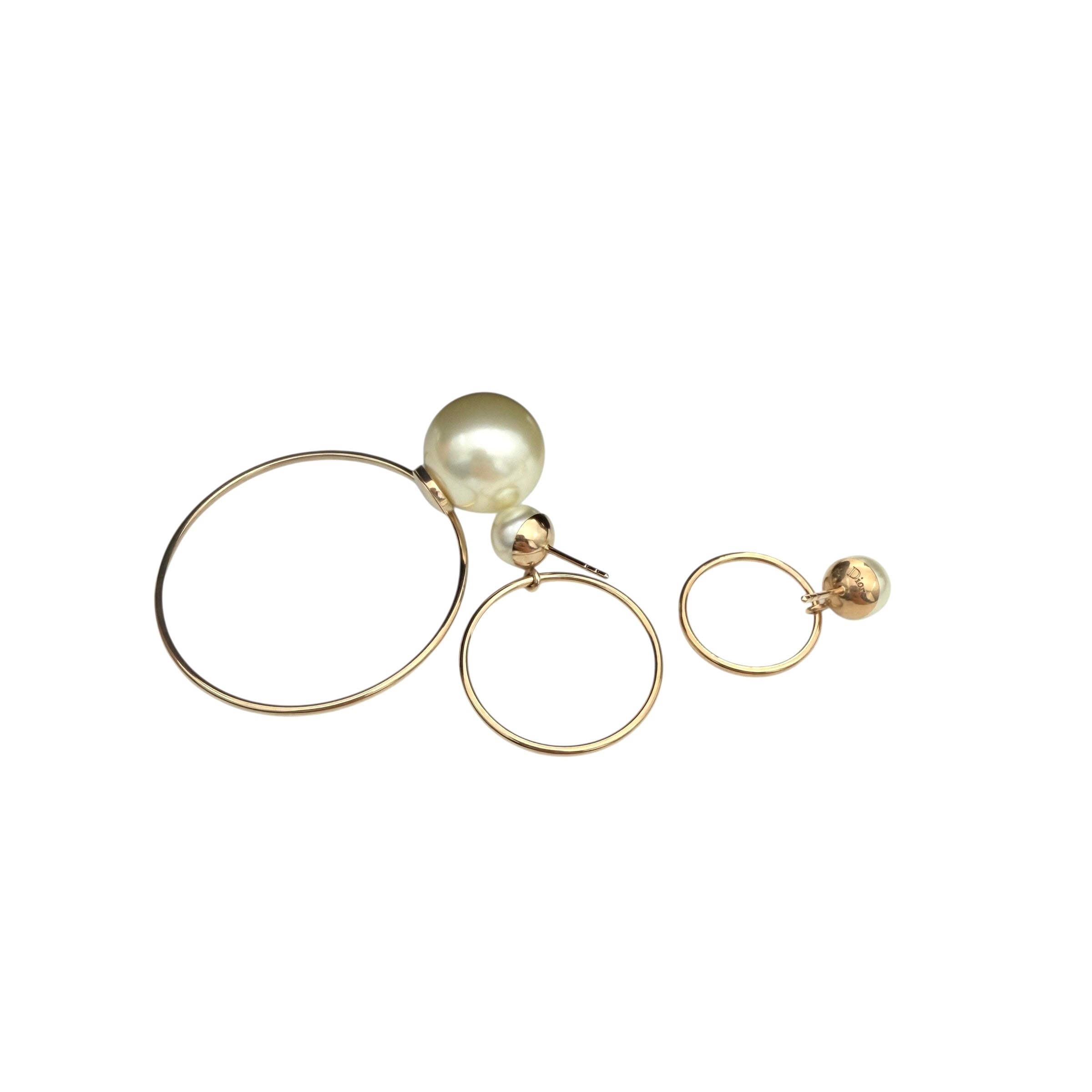 Pre-owned Dior Tribales Faux Pearl Gold Tone Earrings