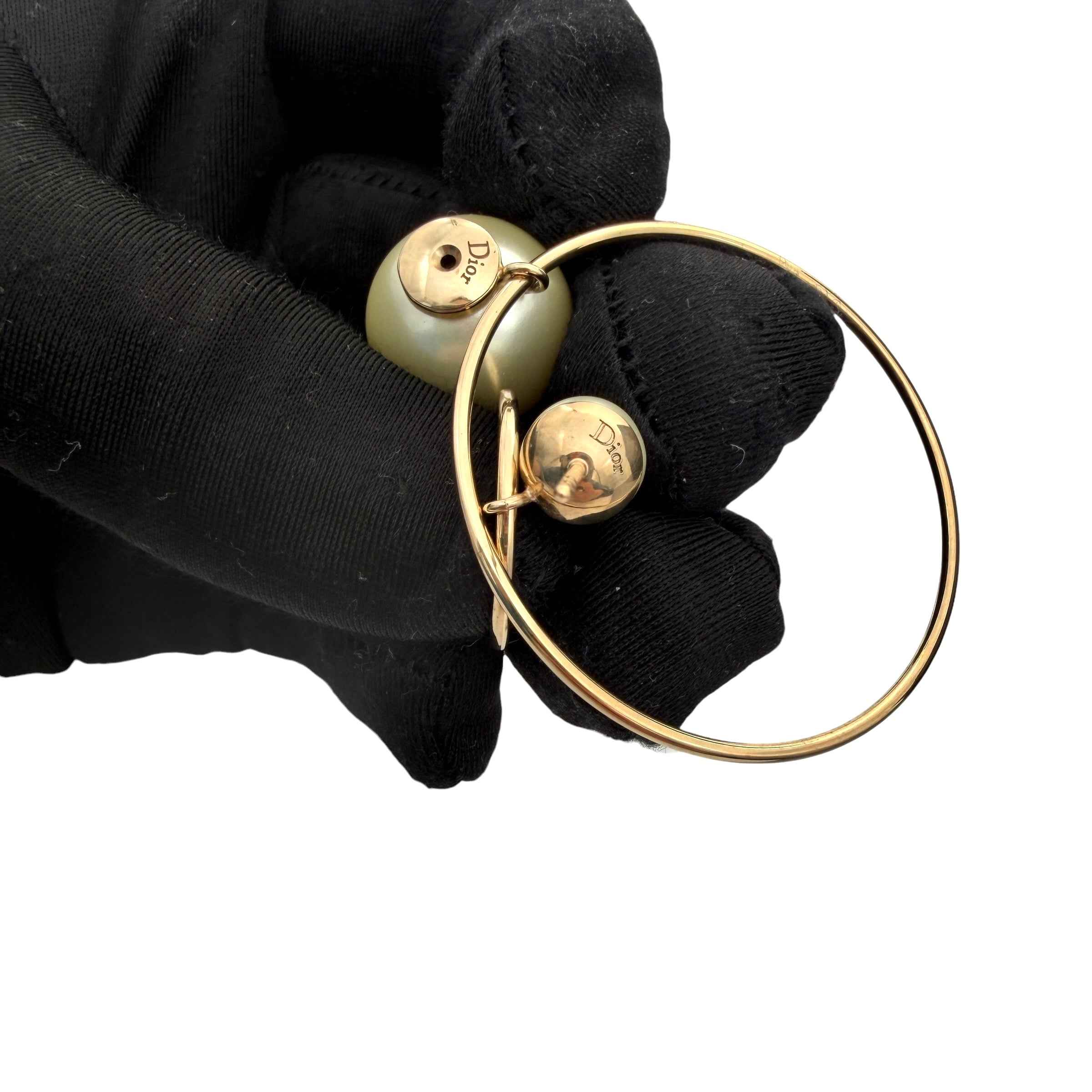 Dior Tribales Faux Pearl Gold Tone Earrings