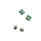 Pre-owned Hermes Pop H Palladium Plated Green Lacquer Stud Earrings