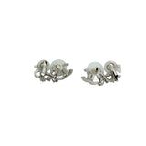 Pre-owned Chanel Silver Metal and Crystal CC No.5 Stud Earrings