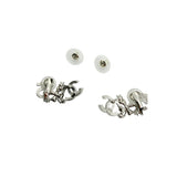 Pre-owned Chanel Silver Metal and Crystal CC No.5 Stud Earrings