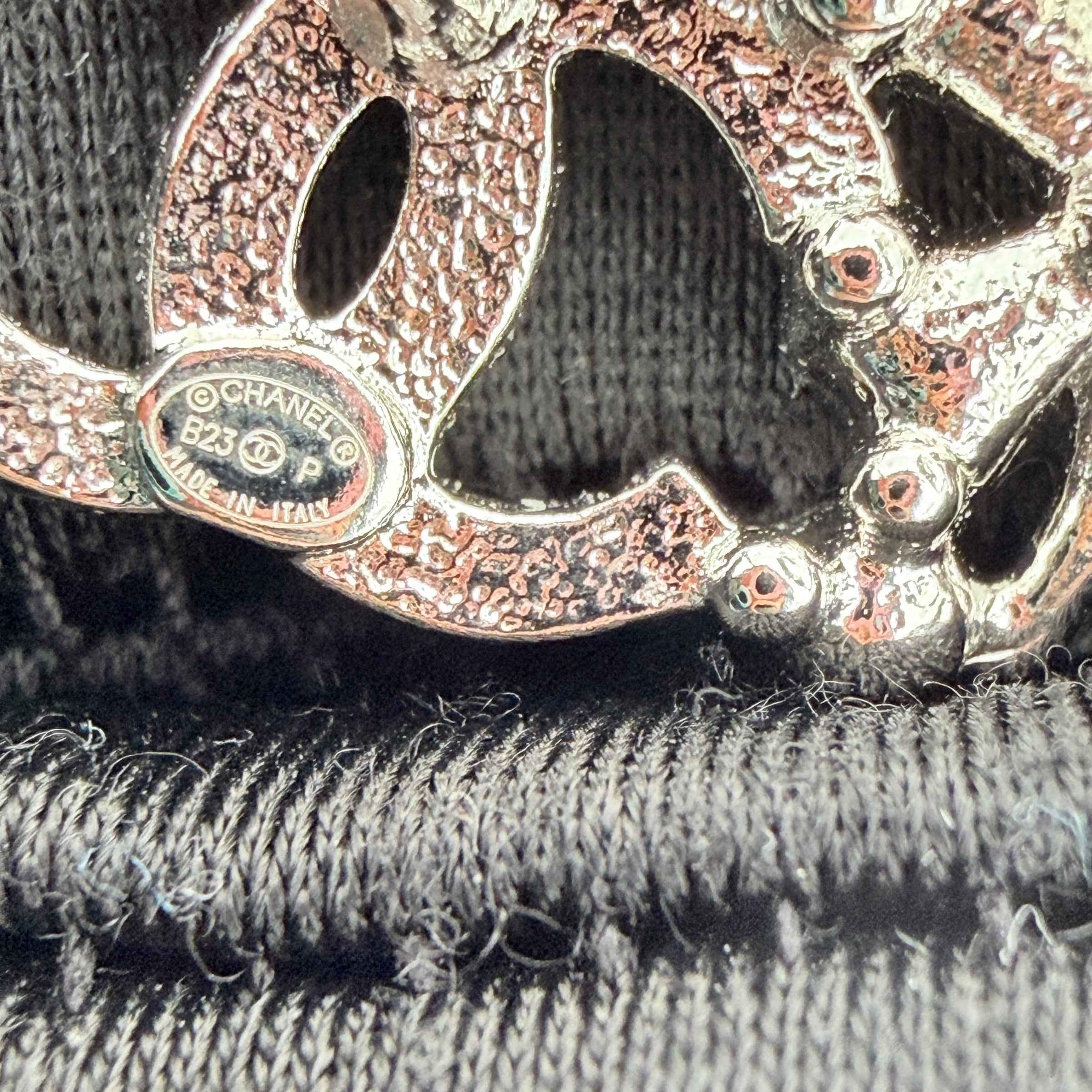 Chanel Silver Metal and Crystal CC No.5 Stud Earrings