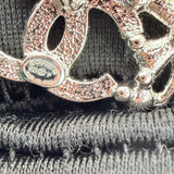 Chanel Silver Metal and Crystal CC No.5 Stud Earrings
