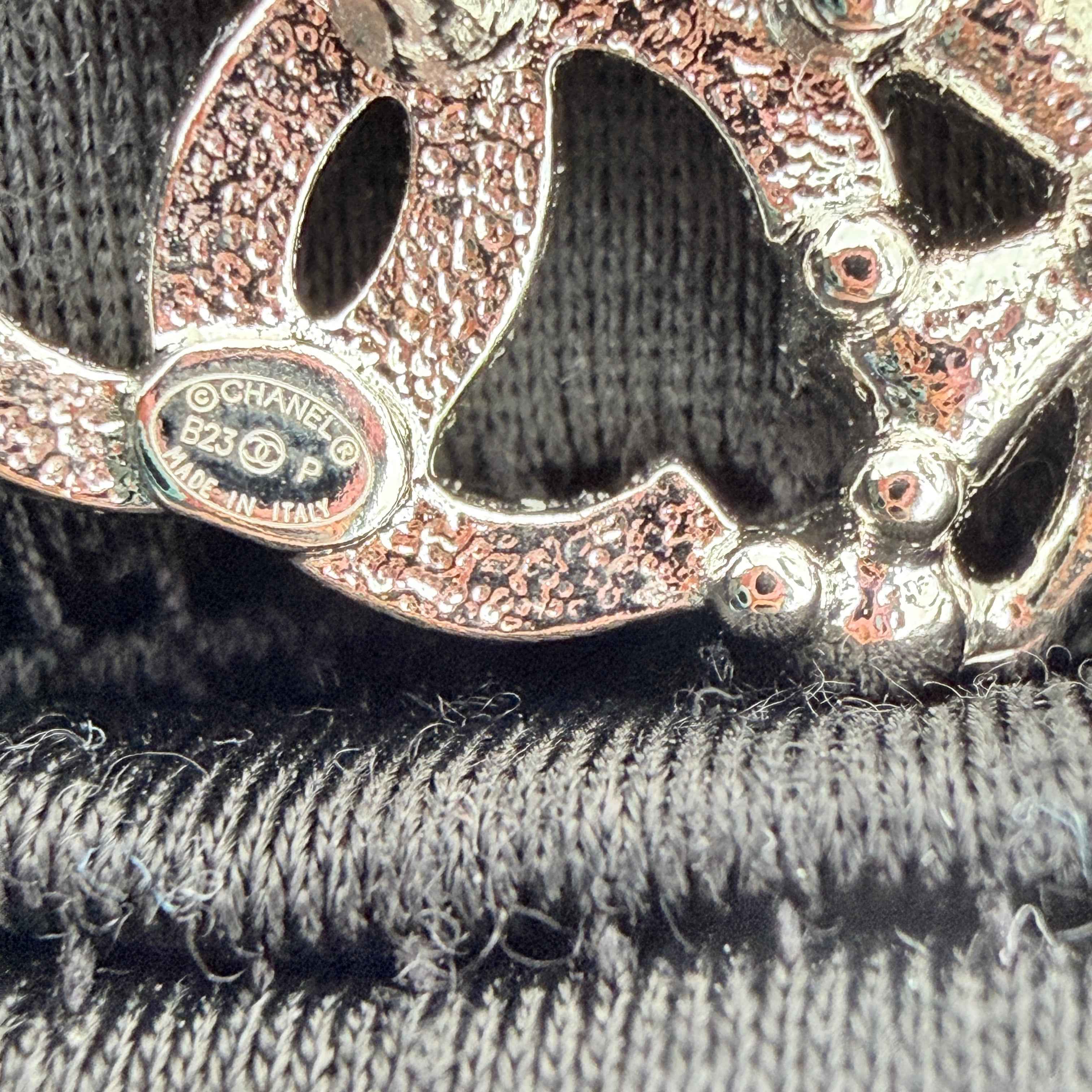 Chanel Silver Metal and Crystal CC No.5 Stud Earrings