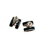 Pre-owned Hermes Green Lacquer Oval Earrings with Malachite Inlay