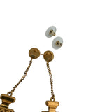 Pre-owned Chanel Crystal Pearl CC Perfume Bottle Chain Drop Earrings Gold
