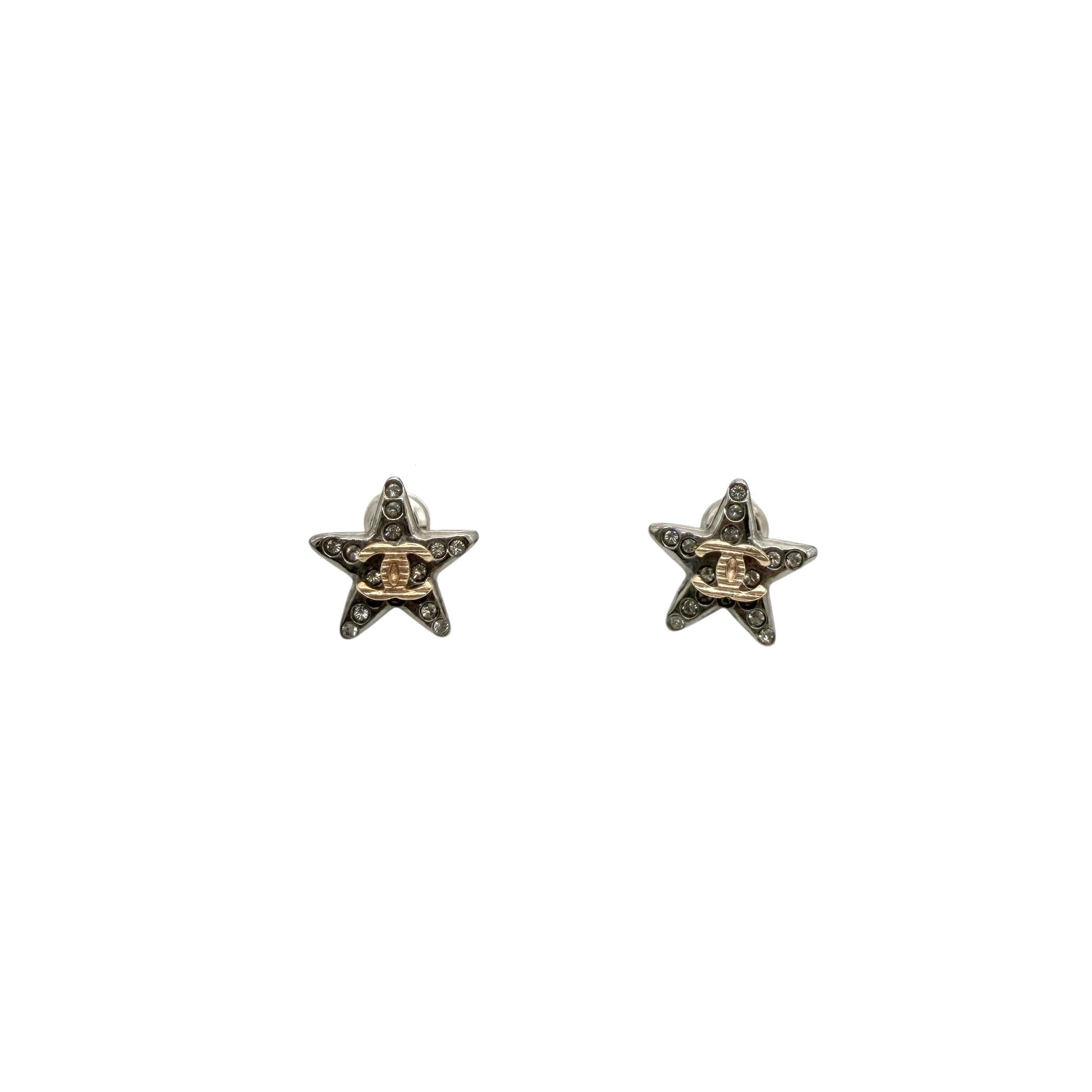 Pre-owned Chanel Crystal CC Star Earrings main image