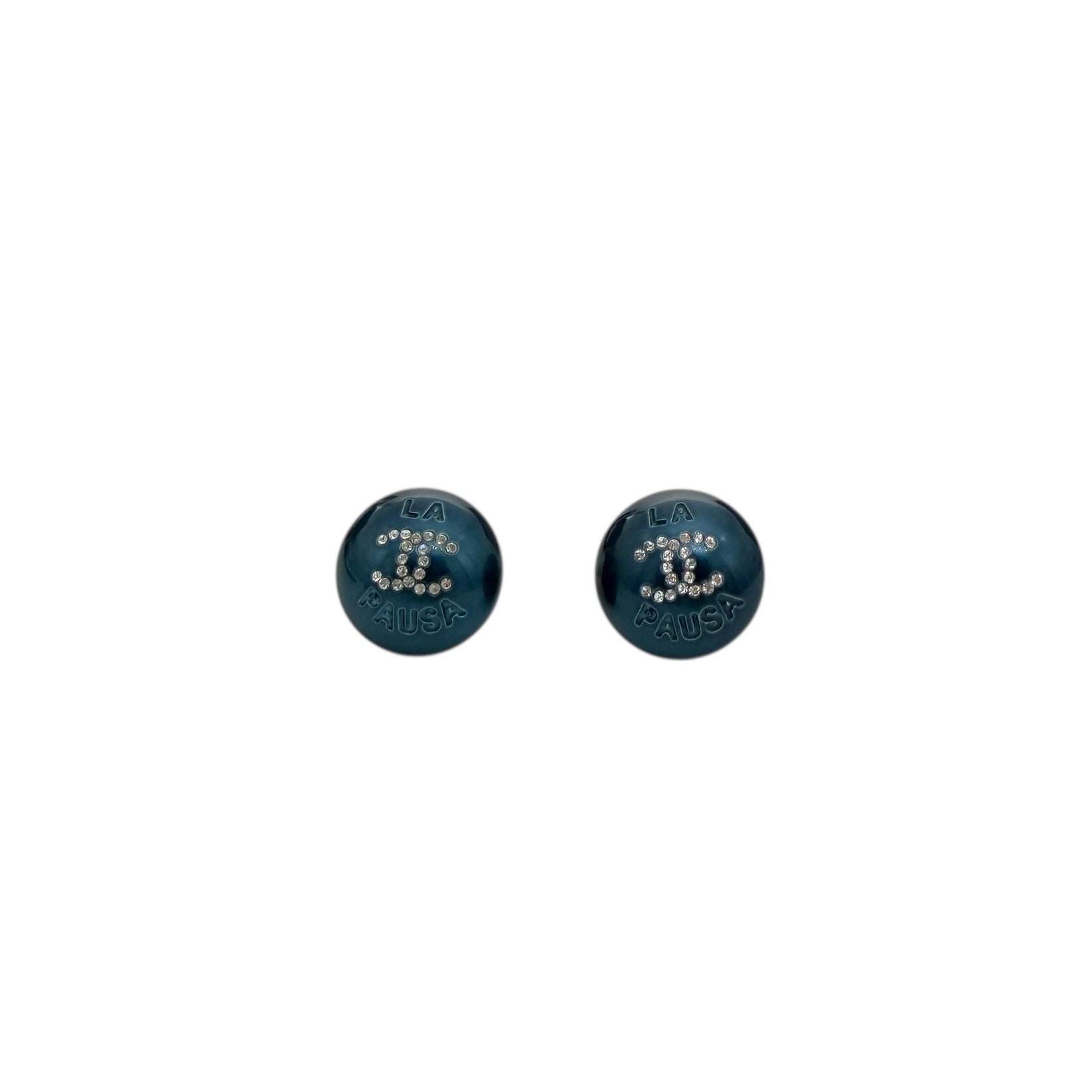 Pre-owned Chanel Crystal Stud Earrings back view
