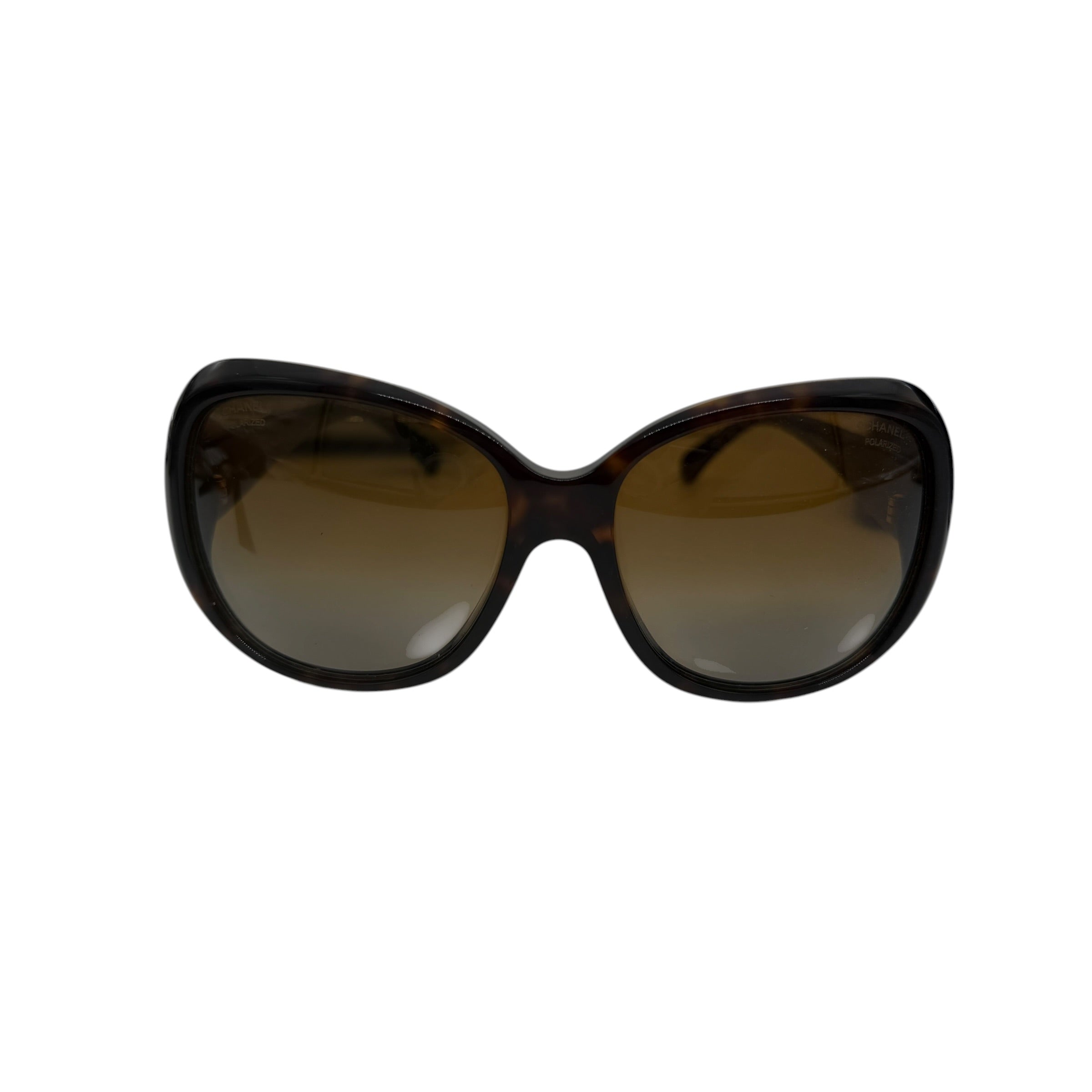 Pre-owned Chanel Tortoise Polarized Sunglasses back view