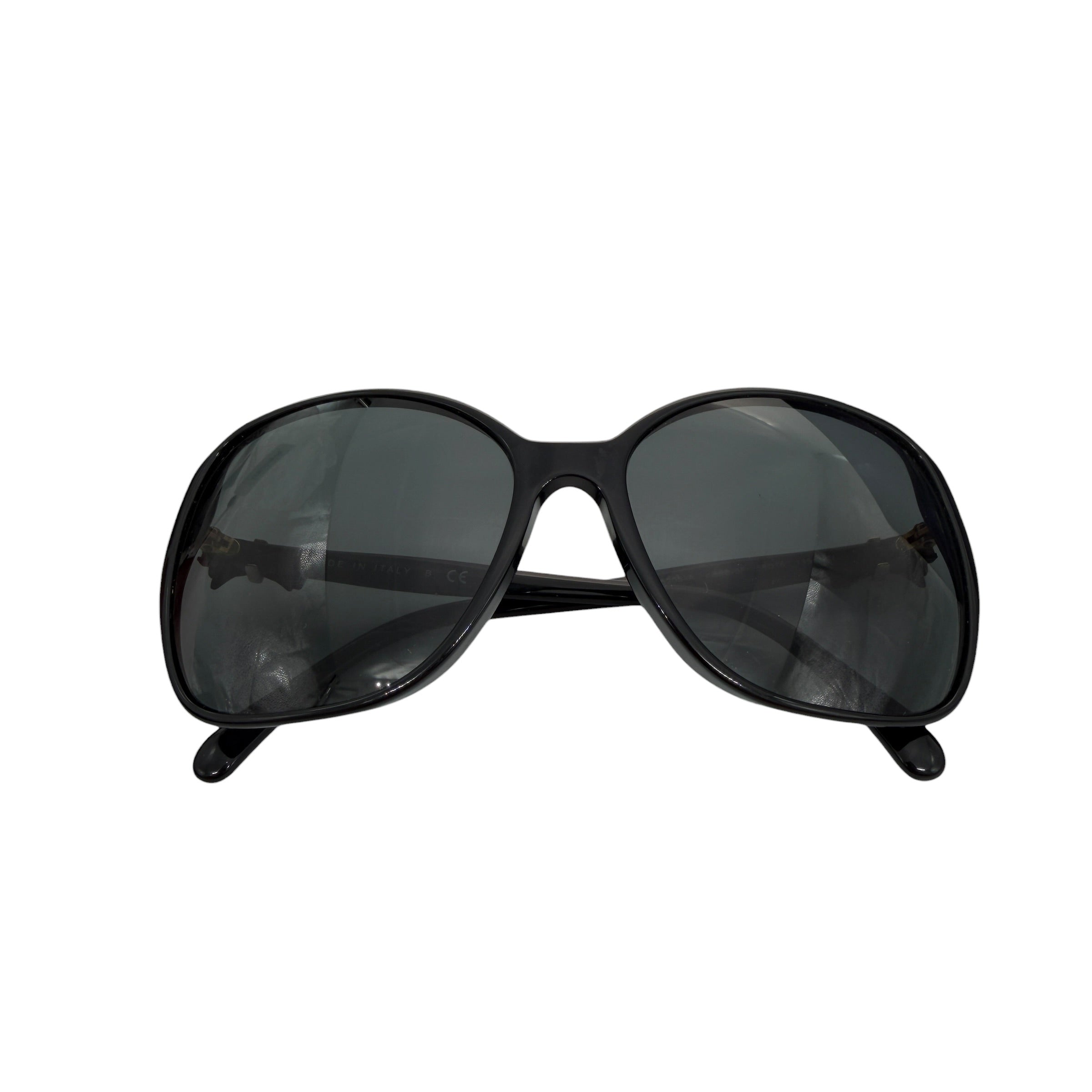 Pre-owned Chanel Black Frame Black Tint Bow Sunglasses-5205
