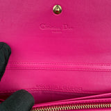 Pre-owned dior-lady-dior-fuchsia-cannage-quilted-leather-wallet-on-chain-bag-front