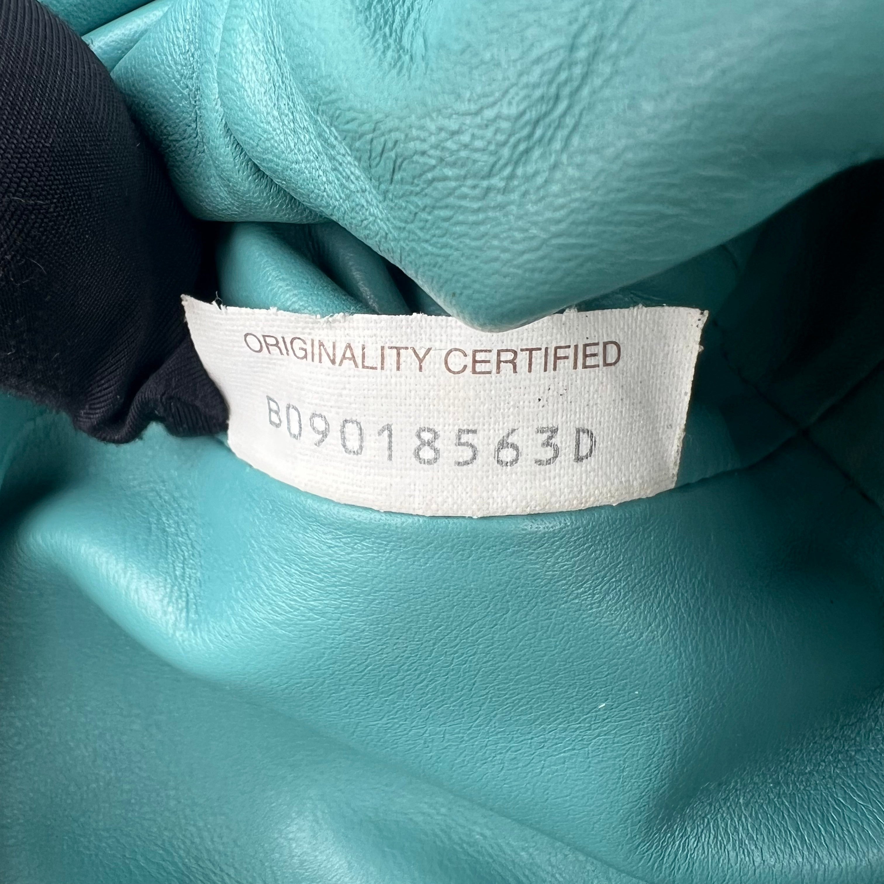 Pre-owned bottega-veneta-mini-pouch-teal-light-blue-leather-crossbody-clutch-front