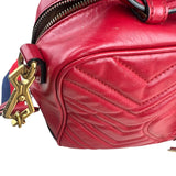 Pre-owned Gucci Medium GG Marmont Matelasse Chevron Top Handle Red bag