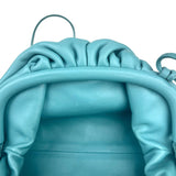 Pre-owned bottega-veneta-mini-pouch-teal-light-blue-leather-crossbody-clutch-front