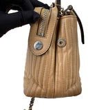 Pre-owned Fendi Beige gesteppte Dotcom-Schultertasche Braun bag