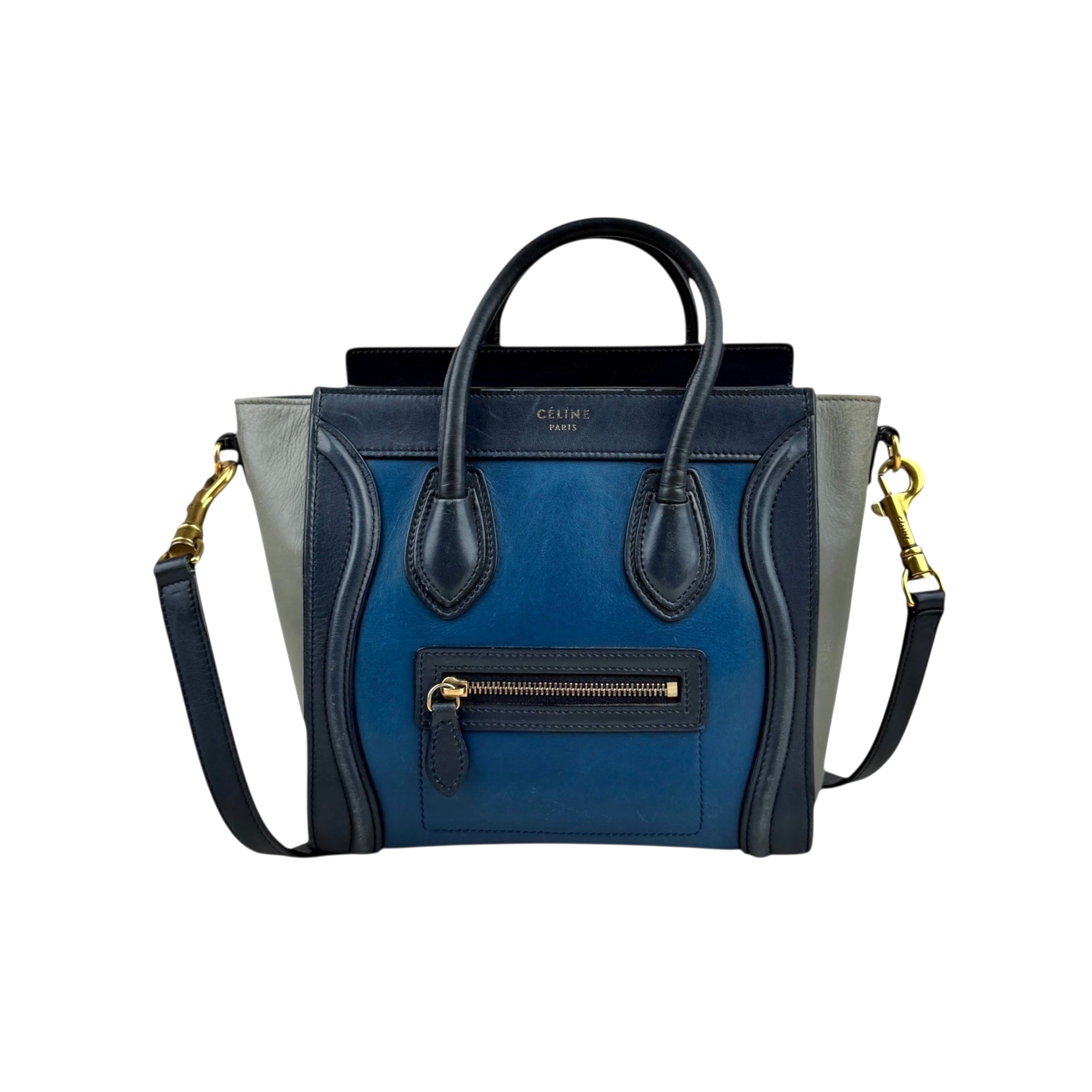 celine-luggage-nano-tricolor-blue-dark-blue-grey-leather-handbag-front