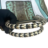 Pre-owned bvlgari-green-white-black-leather-grey-python-handbag-front