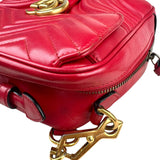 Pre-owned Gucci Medium GG Marmont Matelasse Chevron Top Handle Red bag