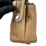 Pre-owned Fendi Beige gesteppte Dotcom-Schultertasche Braun bag
