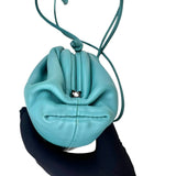 Pre-owned bottega-veneta-mini-pouch-teal-light-blue-leather-crossbody-clutch-front