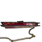 Pre-owned gucci-red-interlocking-g-blooms-leather-wallet-on-chain-front