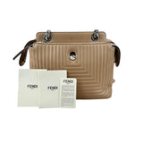 Pre-owned Fendi Beige gesteppte Dotcom-Schultertasche Braun bag